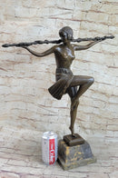 Semi Nude Topless Dancer Girl Art Deco Bronze Sculpture Statue Figure La Faguays