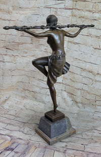 Semi Nude Topless Dancer Girl Art Deco Bronze Sculpture Statue Figure La Faguays