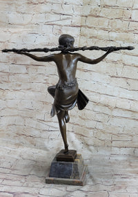 Semi Nude Topless Dancer Girl Art Deco Bronze Sculpture Statue Figure La Faguays