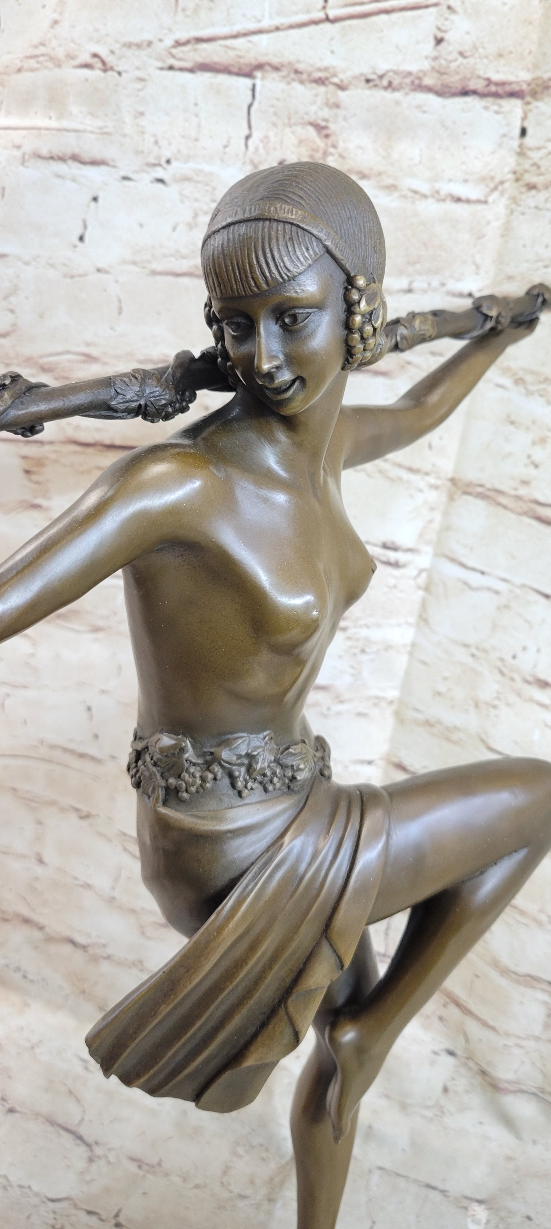 Semi Nude Topless Dancer Girl Art Deco Bronze Sculpture Statue Figure La Faguays