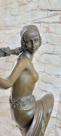 Semi Nude Topless Dancer Girl Art Deco Bronze Sculpture Statue Figure La Faguays