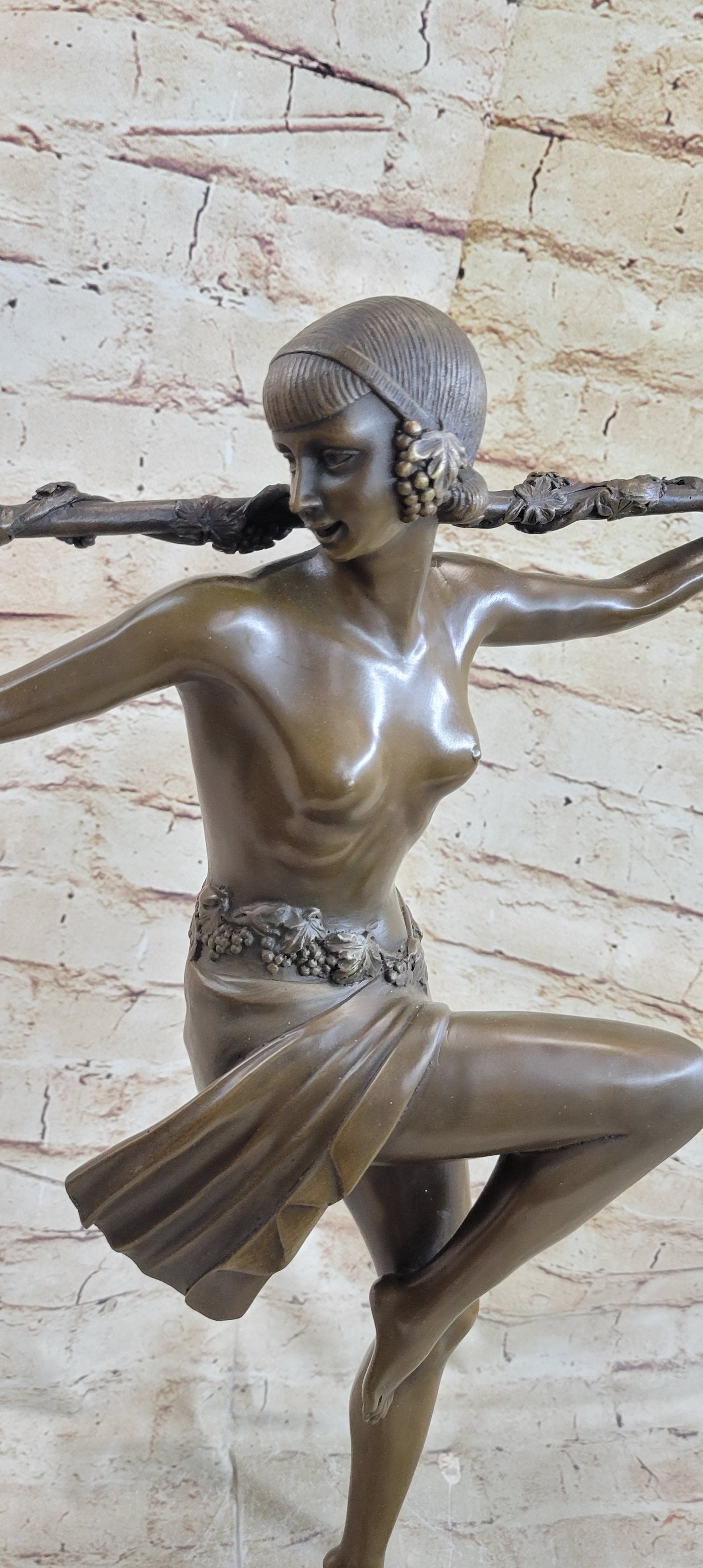 Semi Nude Topless Dancer Girl Art Deco Bronze Sculpture Statue Figure La Faguays