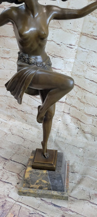 Semi Nude Topless Dancer Girl Art Deco Bronze Sculpture Statue Figure La Faguays