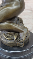 Hot Cast Bronze Nude Female Nymph Sculpture Statue Figure on Marble Base by MIlo