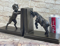 Baby Satyr Cherub Goat Bronze Bookend Sculpture 8" x 8"