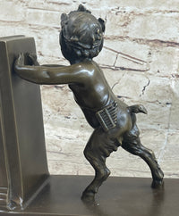 Baby Satyr Cherub Goat Bronze Bookend Sculpture 8" x 8"