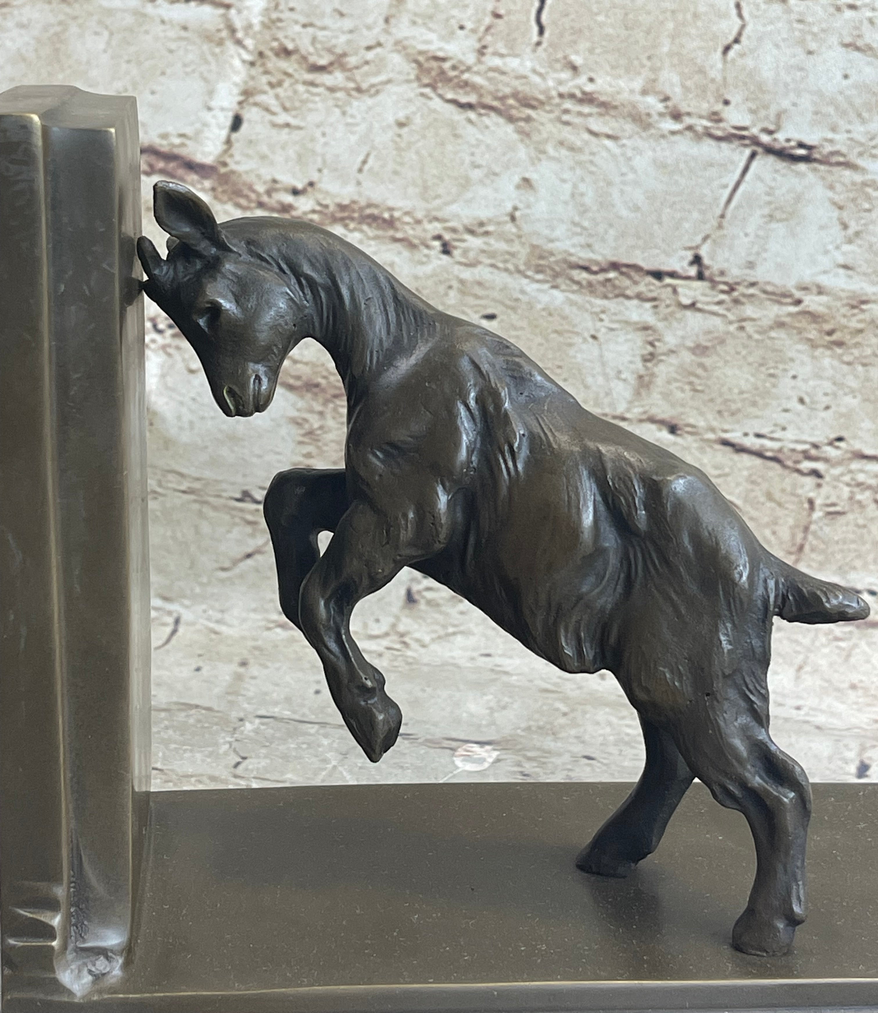 Baby Satyr Cherub Goat Bronze Bookend Sculpture 8" x 8"