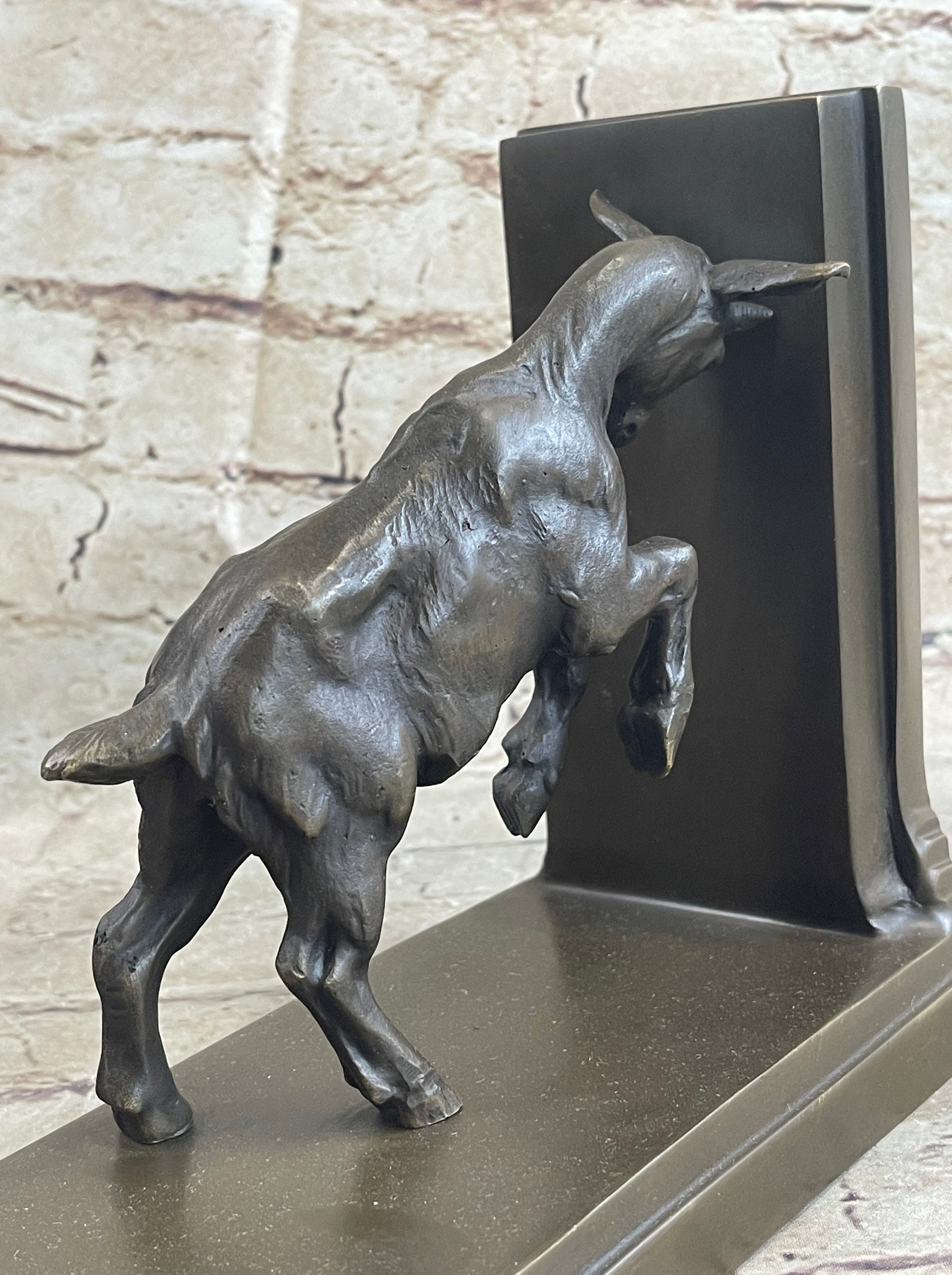 Baby Satyr Cherub Goat Bronze Bookend Sculpture 8" x 8"
