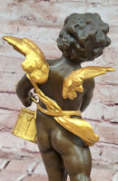 Vintage French Moreau Solid Bronze Angel Putti Cherub Drummer Figurine Figure