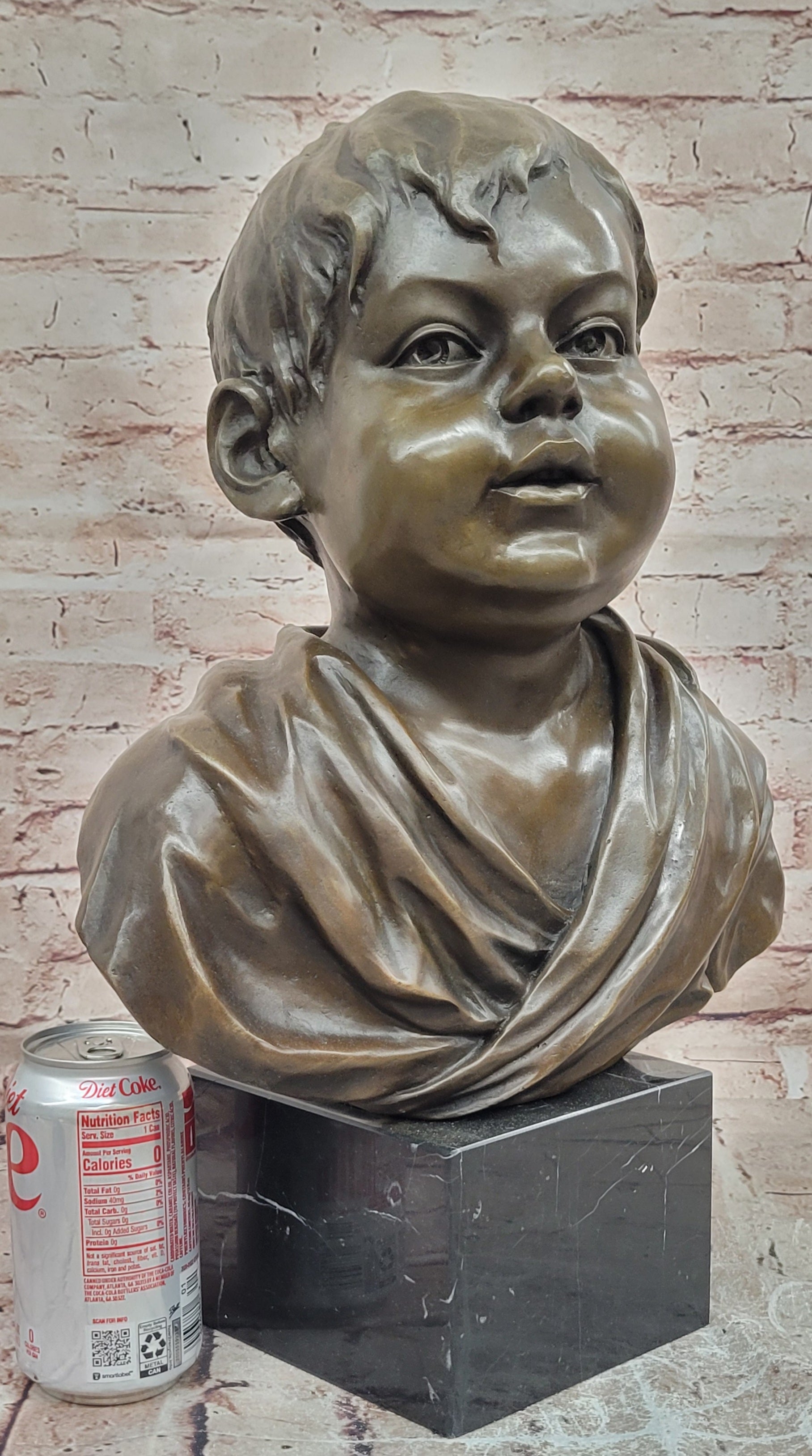 Hand Made Genuine Bronze Sculpture Bust of a Young Boy by Milo Statue