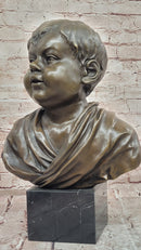 Hand Made Genuine Bronze Sculpture Bust of a Young Boy by Milo Statue