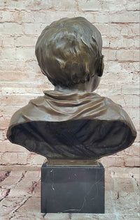 Hand Made Genuine Bronze Sculpture Bust of a Young Boy by Milo Statue