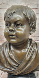 Hand Made Genuine Bronze Sculpture Bust of a Young Boy by Milo Statue