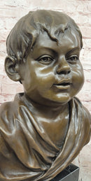 Hand Made Genuine Bronze Sculpture Bust of a Young Boy by Milo Statue