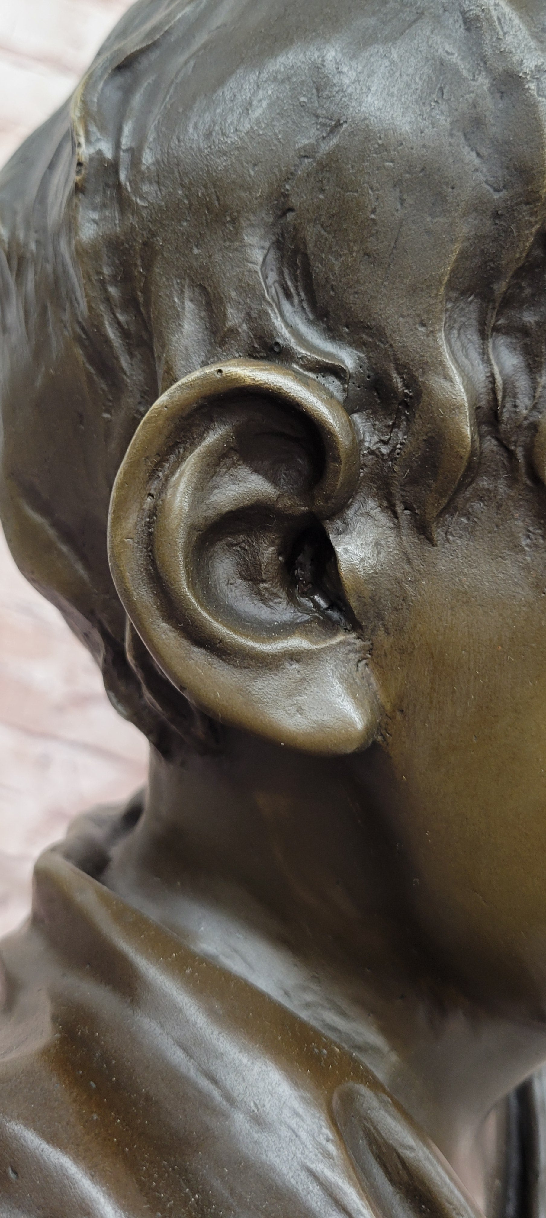 Hand Made Genuine Bronze Sculpture Bust of a Young Boy by Milo Statue