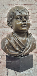 Hand Made Genuine Bronze Sculpture Bust of a Young Boy by Milo Statue