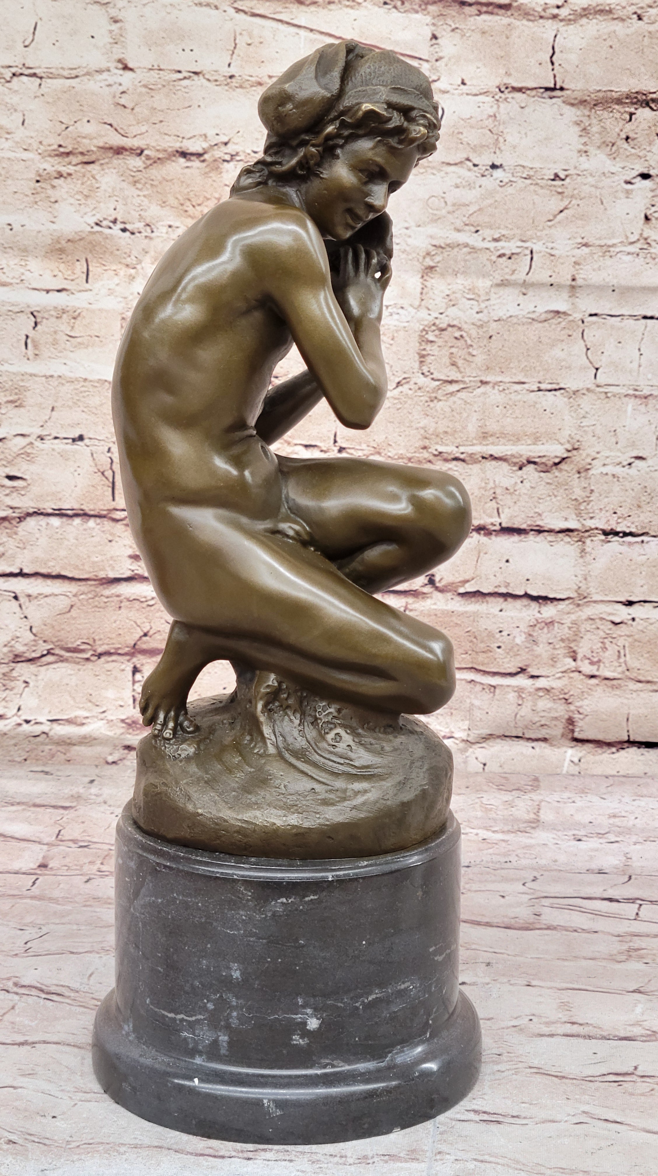 Nude Boy with Shell Bronze by Carpeaux Bronze Sculpture