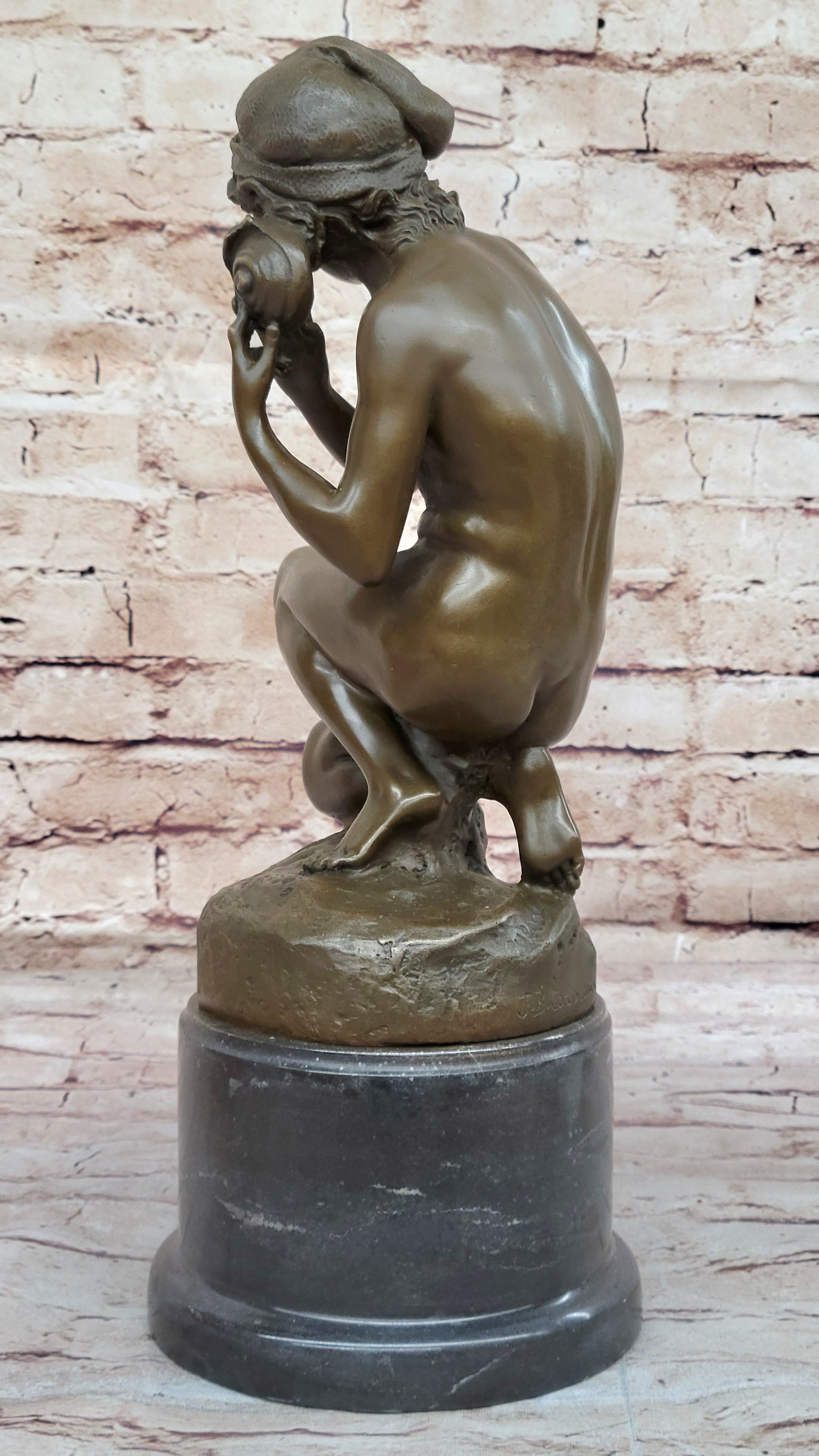 Nude Boy with Shell Bronze by Carpeaux Bronze Sculpture