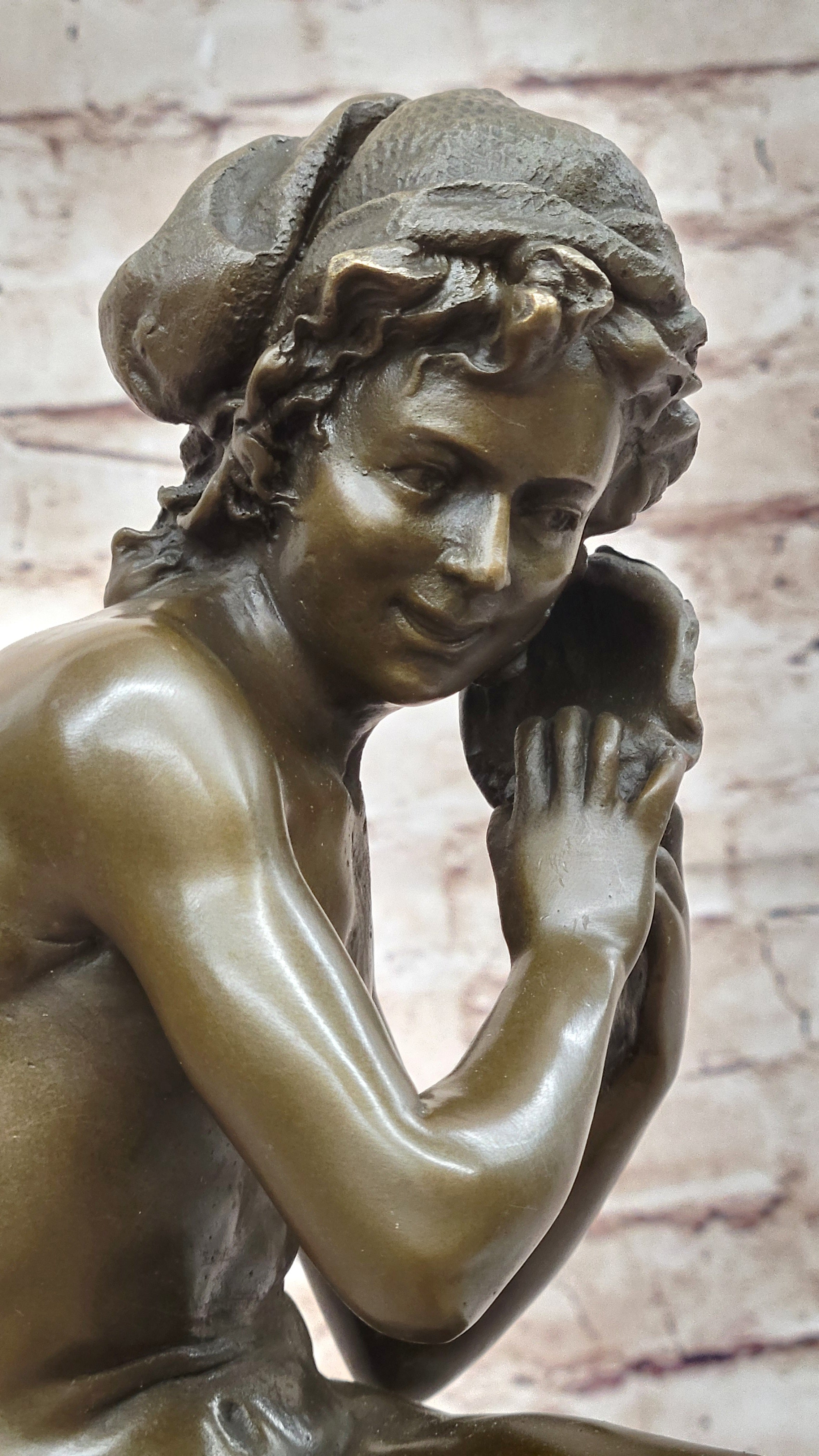 Nude Boy with Shell Bronze by Carpeaux Bronze Sculpture