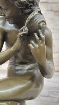 Nude Boy with Shell Bronze by Carpeaux Bronze Sculpture
