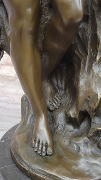 Nude Girl Washing Her Hair - Female Bronze Figure Sculpture Art
