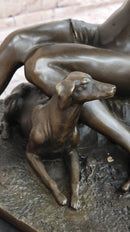 Goddess Diana Artemis w/ Deer Stag - Bronze Sculpture by Jacquiet