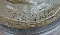 Large Nymph Bronze Sculpture Female Signed Pittaluga Artwork Gold Patina Art