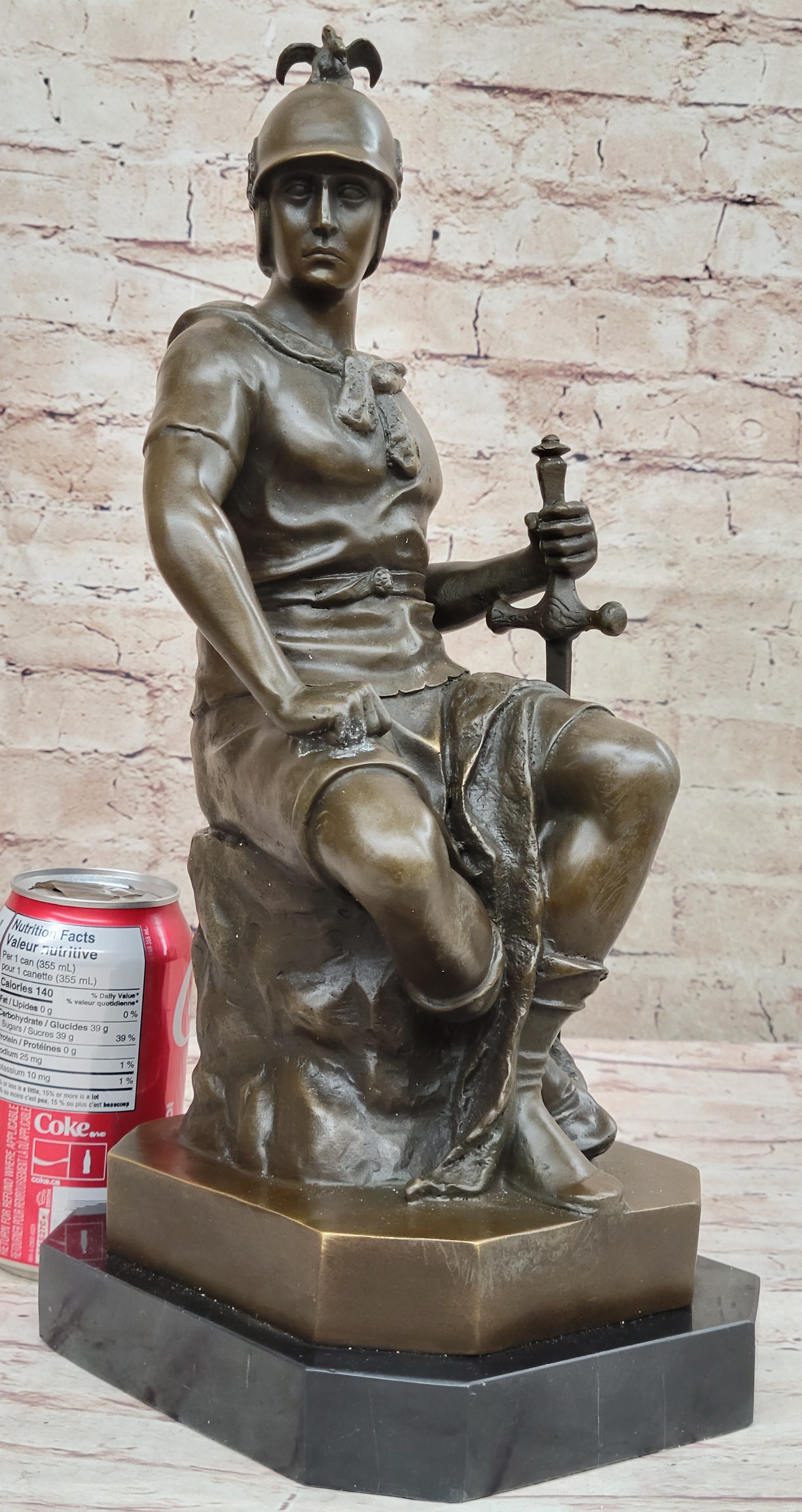 Bronze Marble Sculpture Roman God Warrior Signed Picault