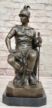 Bronze Marble Sculpture Roman God Warrior Signed Picault