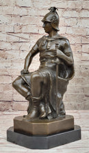 Bronze Marble Sculpture Roman God Warrior Signed Picault