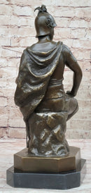 Bronze Marble Sculpture Roman God Warrior Signed Picault