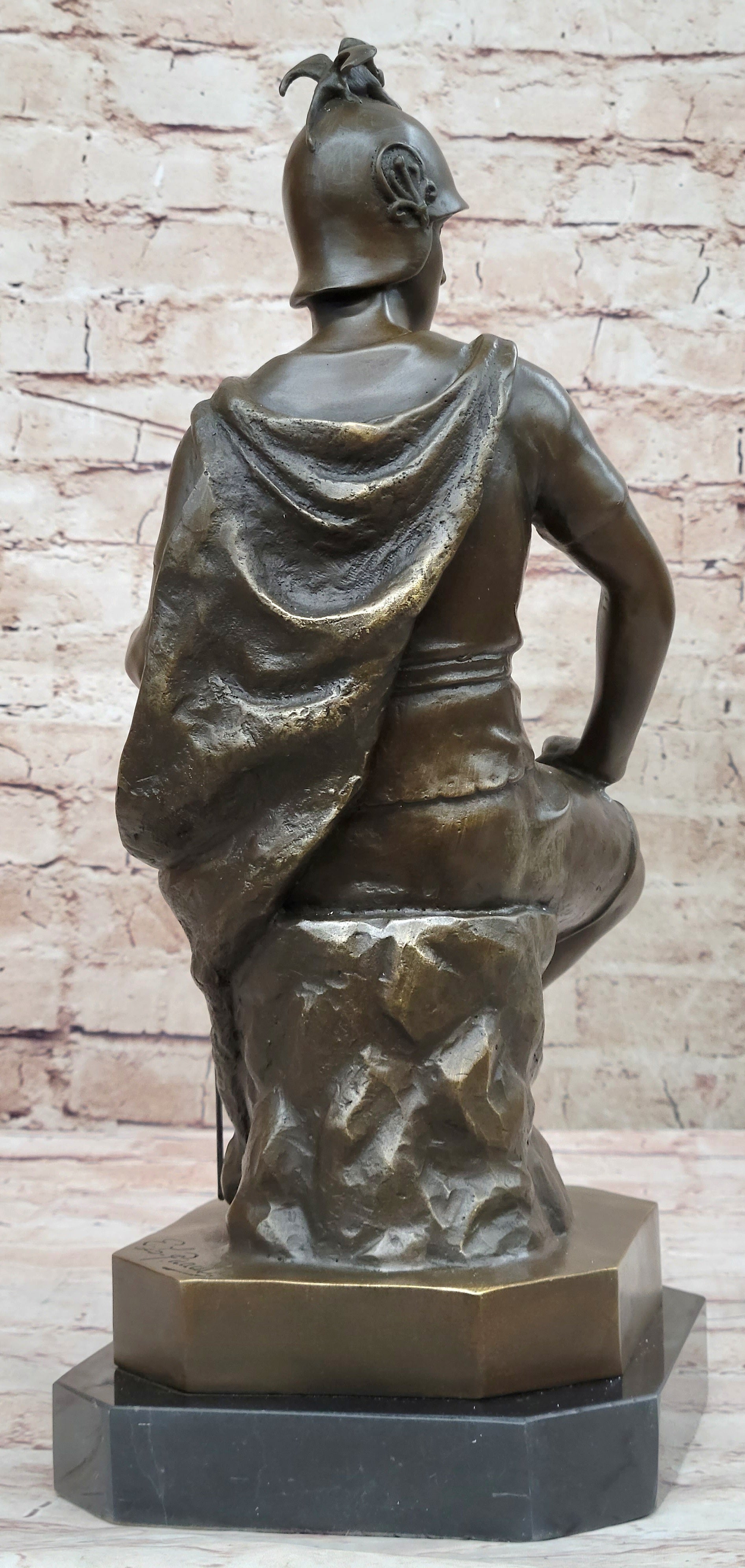 Bronze Marble Sculpture Roman God Warrior Signed Picault