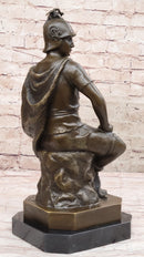 Bronze Marble Sculpture Roman God Warrior Signed Picault