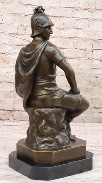 Bronze Marble Sculpture Roman God Warrior Signed Picault