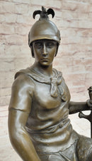 Bronze Marble Sculpture Roman God Warrior Signed Picault