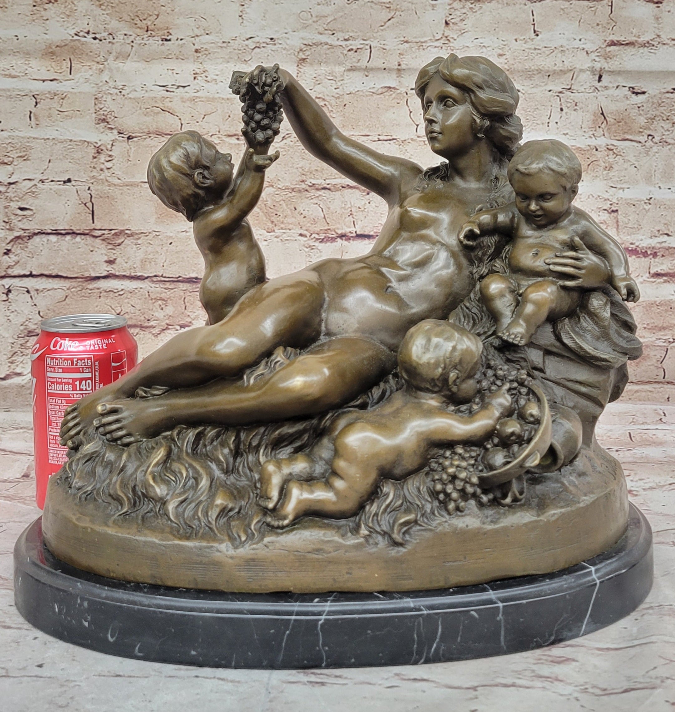 Hot Cast Bronze Vintage Antique Reproduction of Mother & Children Classical Art by Carrier Belleuse