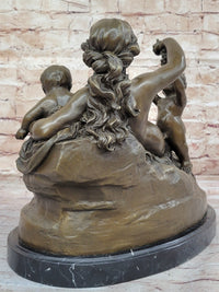 Hot Cast Bronze Vintage Antique Reproduction of Mother & Children Classical Art by Carrier Belleuse