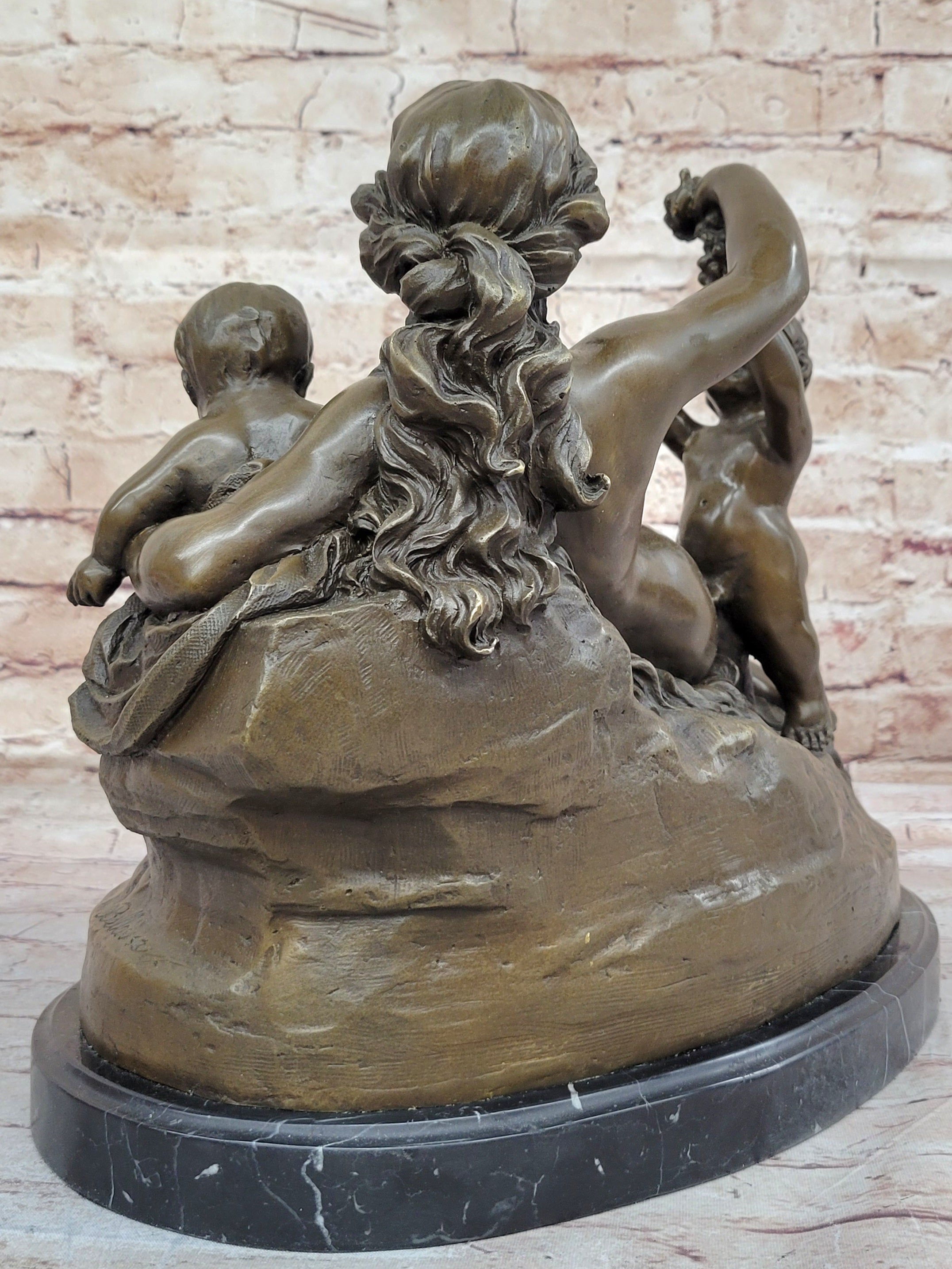 Hot Cast Bronze Vintage Antique Reproduction of Mother & Children Classical Art by Carrier Belleuse