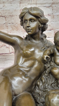 Hot Cast Bronze Vintage Antique Reproduction of Mother & Children Classical Art by Carrier Belleuse