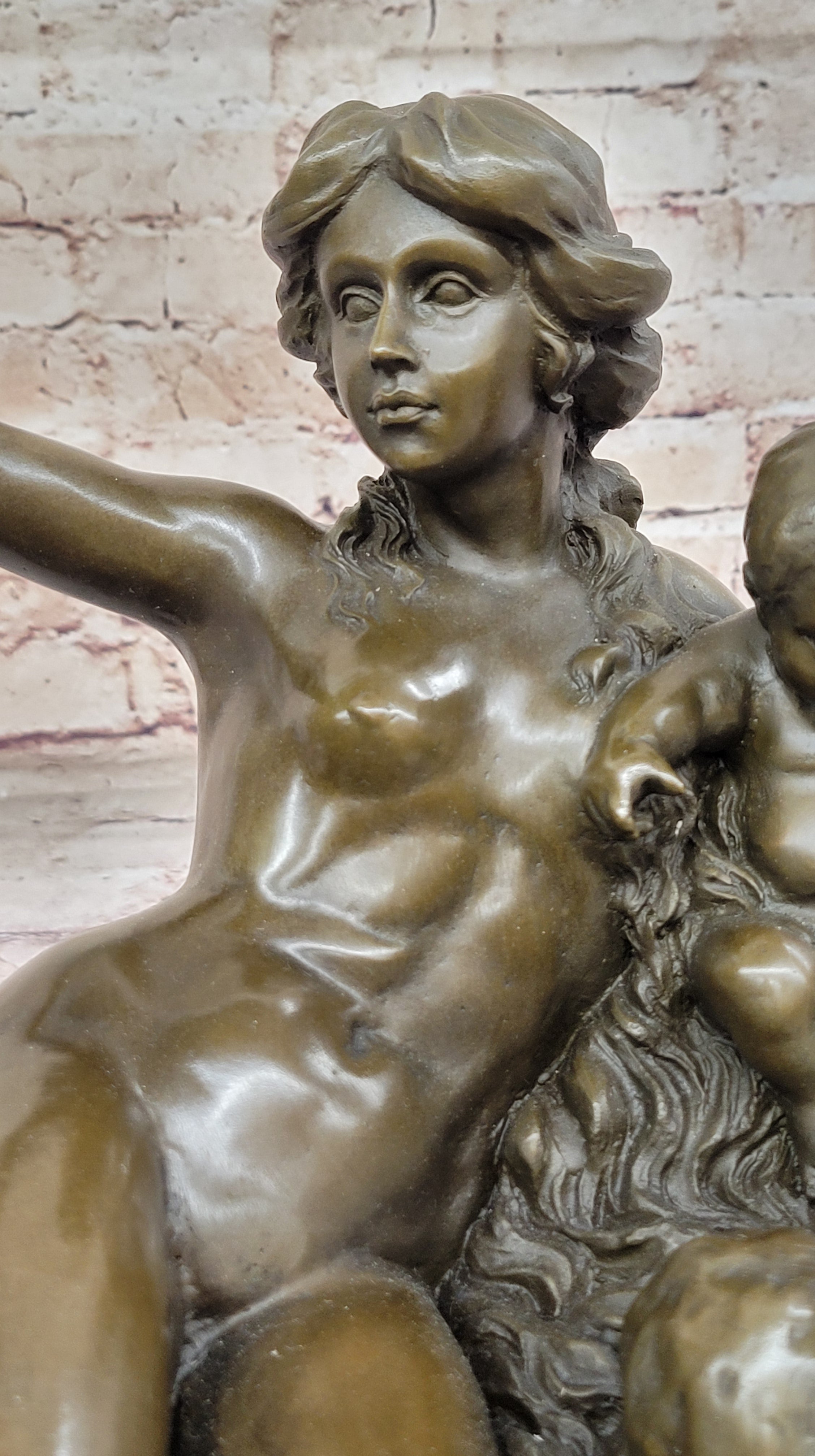 Hot Cast Bronze Vintage Antique Reproduction of Mother & Children Classical Art by Carrier Belleuse