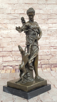 Artemis Diana the Huntress Bronze Sculpture with Hound