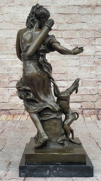 Artemis Diana the Huntress Bronze Sculpture with Hound