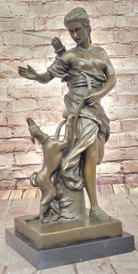 Artemis Diana the Huntress Bronze Sculpture with Hound
