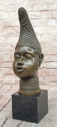 Female Busts Bronze Black Woman Sculpture by Zhang