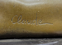 Bronze Nude Woman Sculpture on Marble Base – Seated Female Art