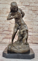 Native American Indian Shaman Taming a Bear - Bronze by P. Bartlett
