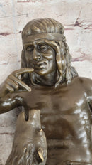 Native American Indian Shaman Taming a Bear - Bronze by P. Bartlett