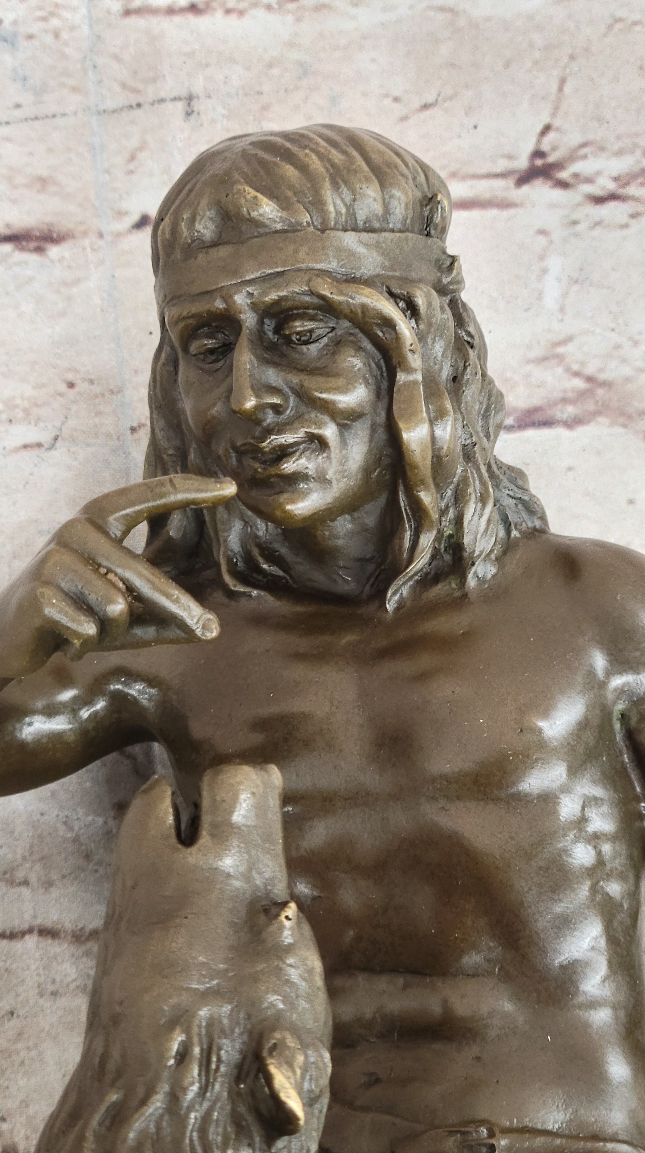 Native American Indian Shaman Taming a Bear - Bronze by P. Bartlett