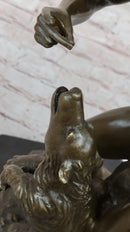 Native American Indian Shaman Taming a Bear - Bronze by P. Bartlett
