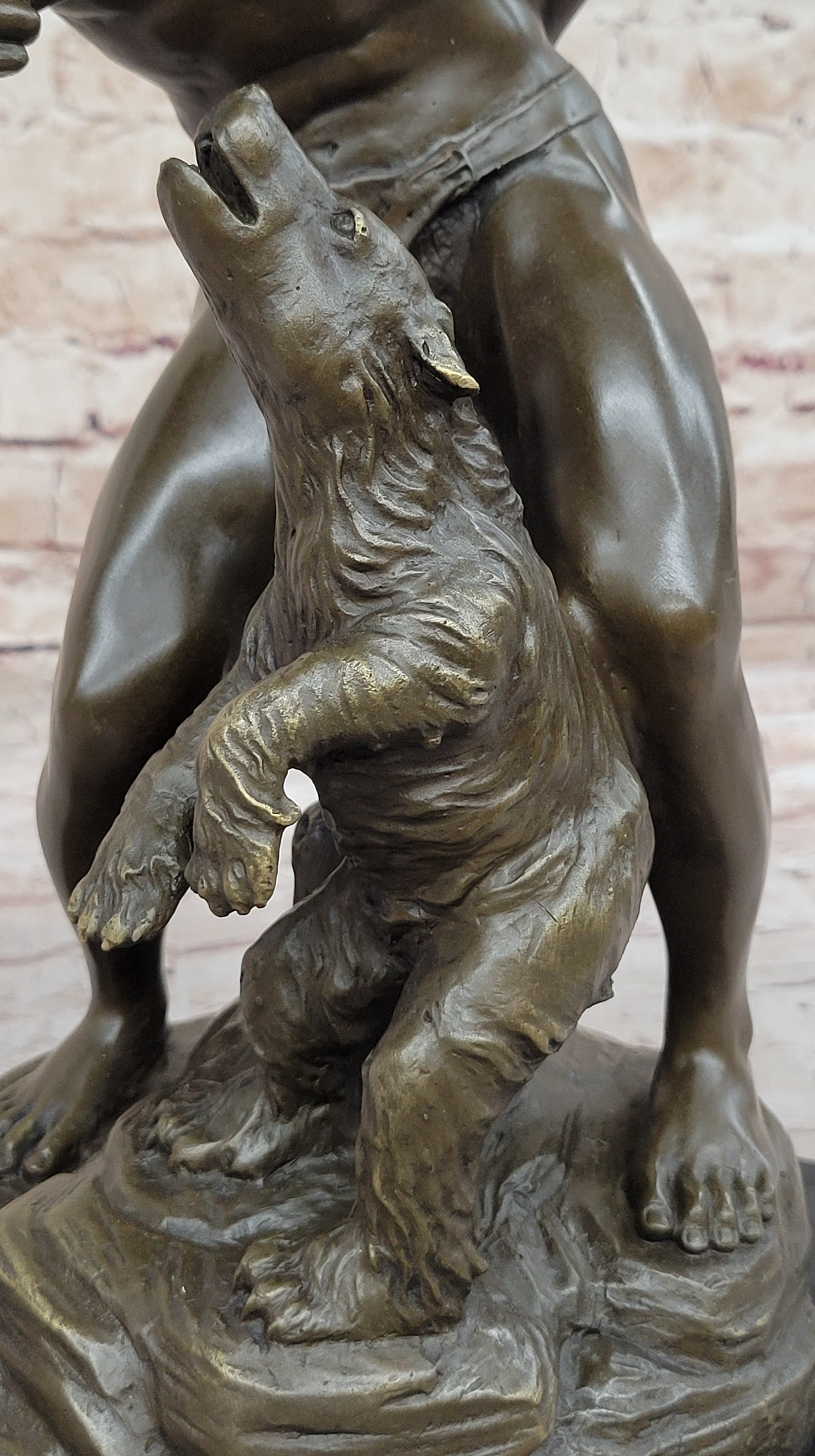 Native American Indian Shaman Taming a Bear - Bronze by P. Bartlett